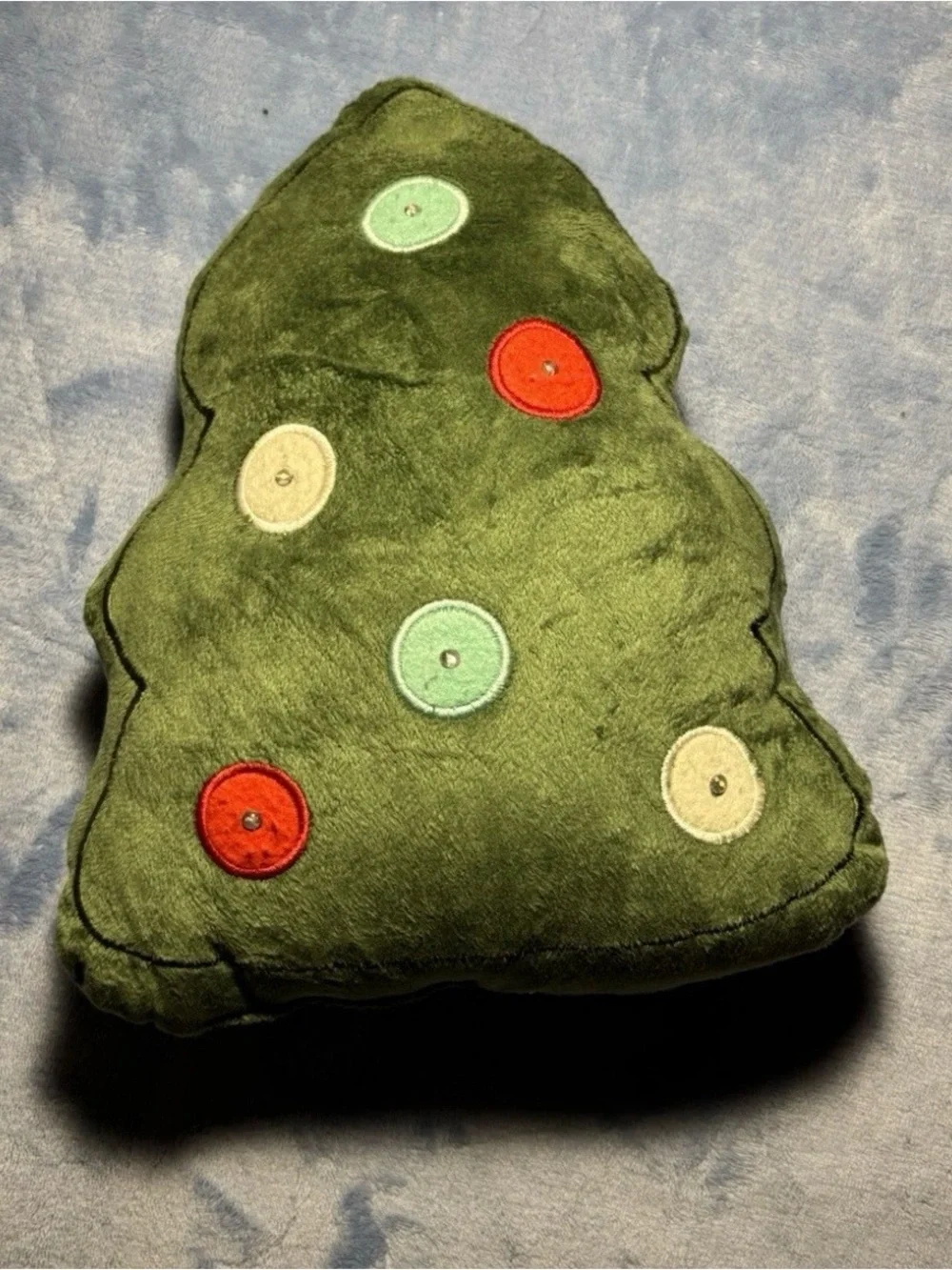 Christmas Tree Shaped Decorative Plush Pillow Green Red Fabric Ornaments